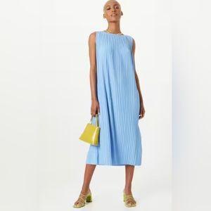 MaxMara Leisure Edile Pleated Midi Dress Light Blue Extra Large Sleeveless